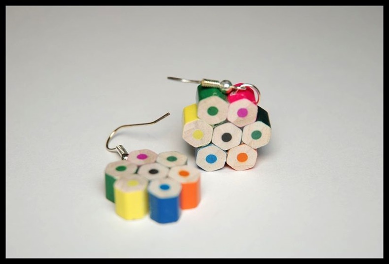 Kolczyki kwiatki z kredek