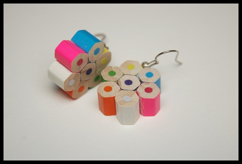 Kolczyki kwiatki z kredek