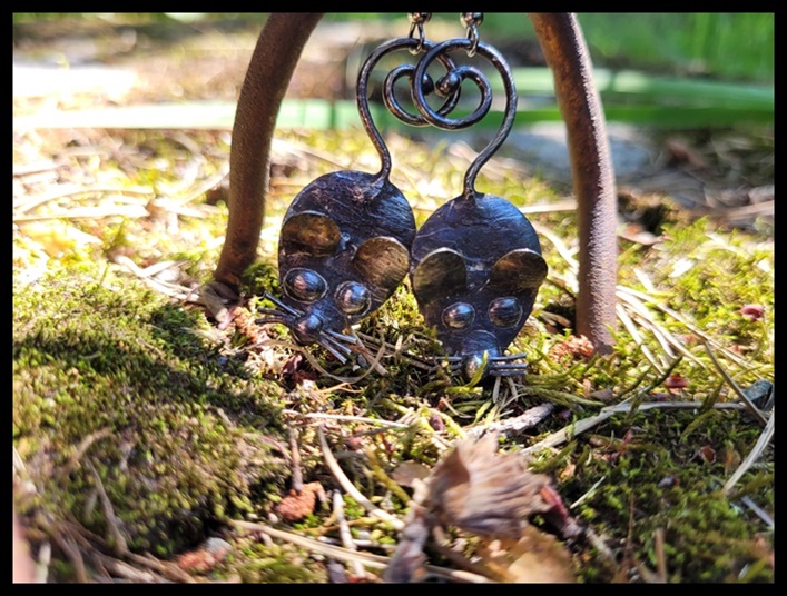 Kolczyki myszy miedziane