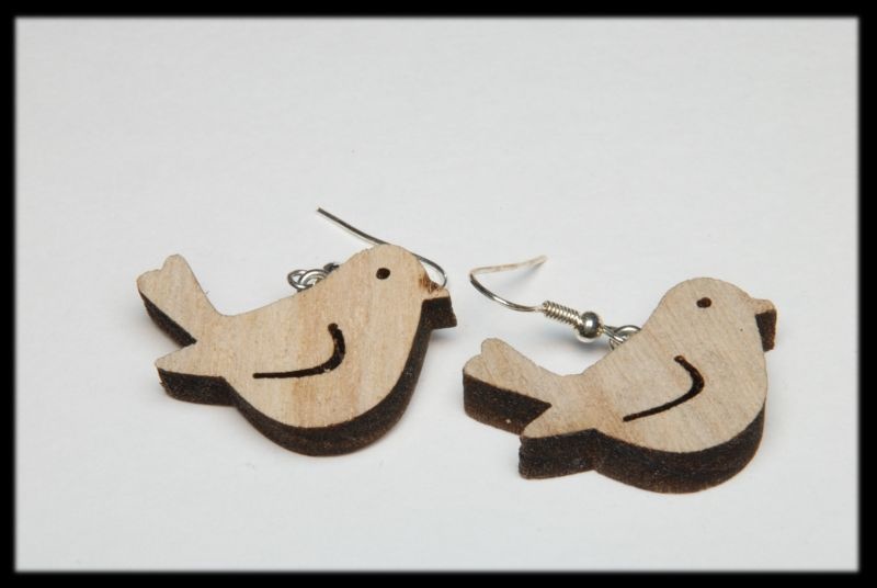 Kolczyki drewniane ptaszki