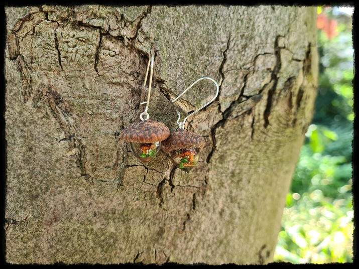 Kolczyki żołędzie z grzybem