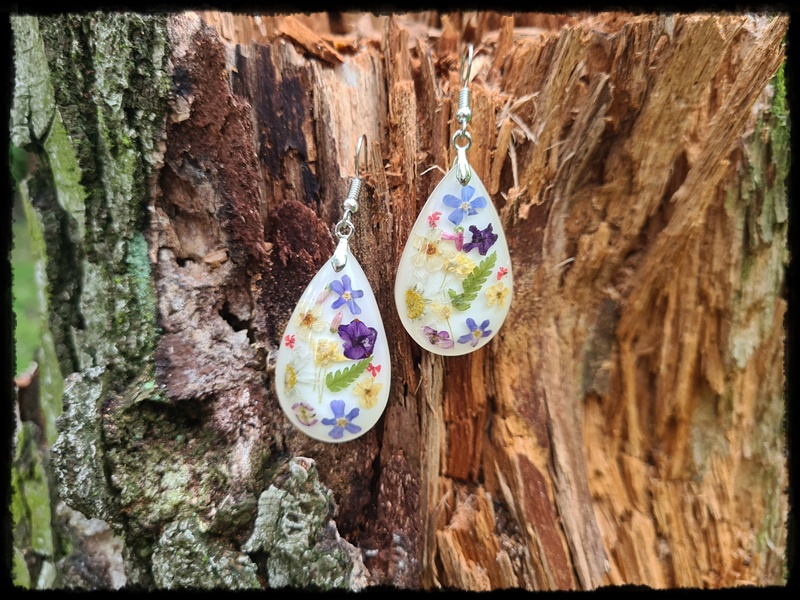 Kolczyki łezki z łąką