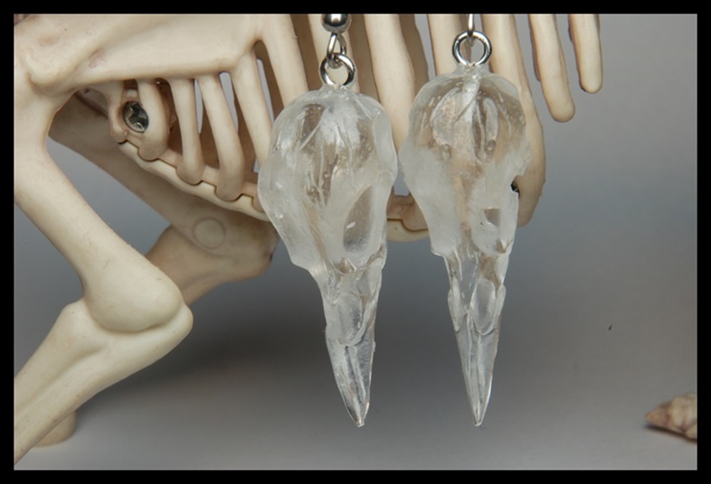 Kolczyki czaszki ptasie