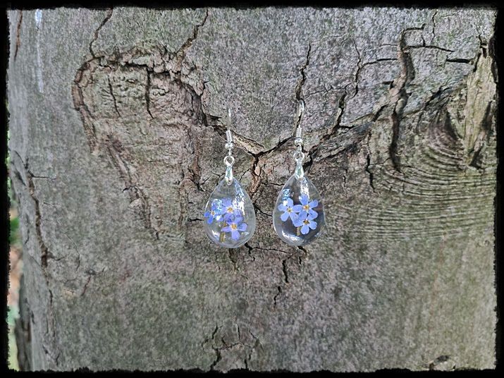 Kolczyki łezki z niezapominajkami