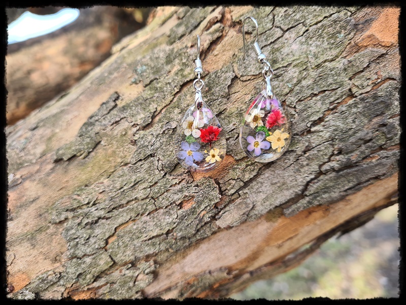 Kolczyki łezki z łąką