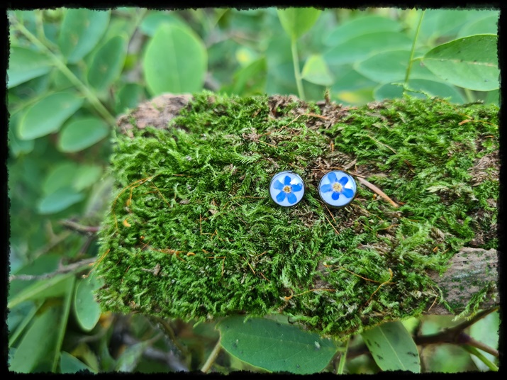 Kolczyki wkrętki z niezapominajkami