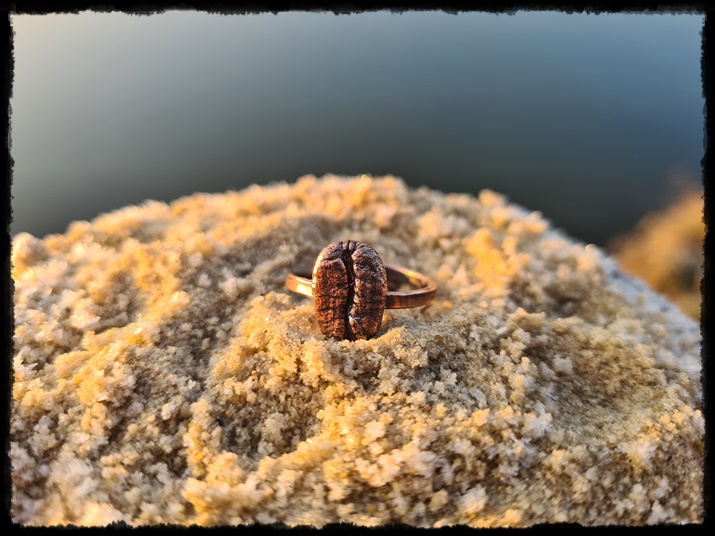 Pierścionek miedziany ziarno kawy