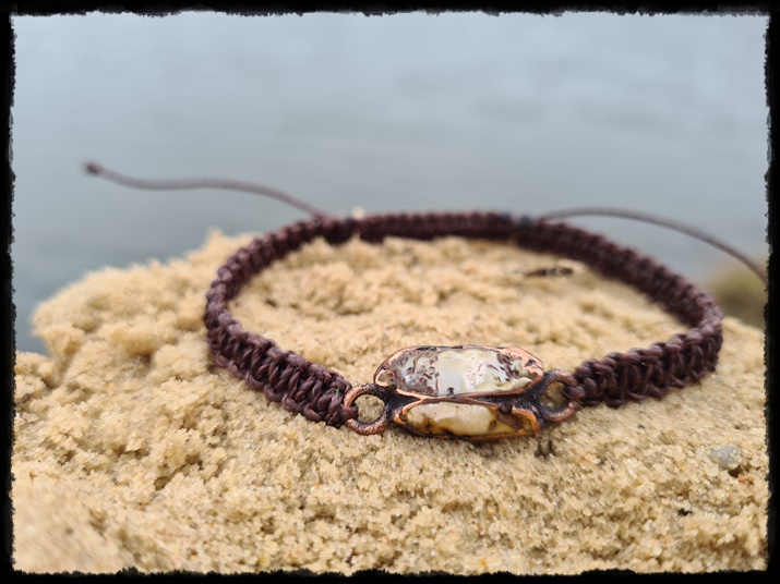 Bransoletka z bursztynem w miedzi