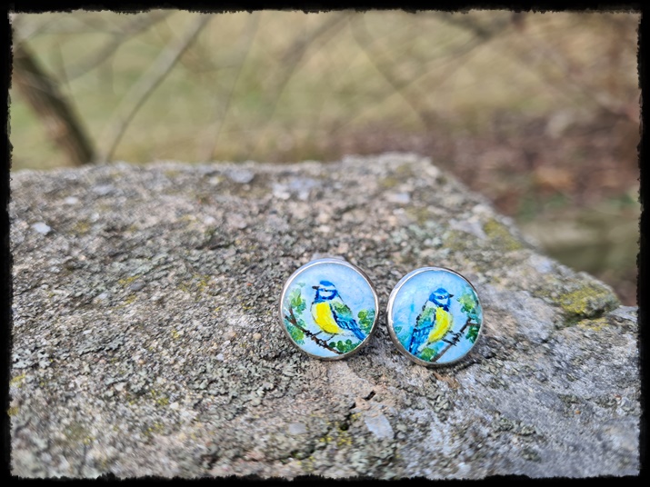 Kolczyki wkrętki z ptaszkami