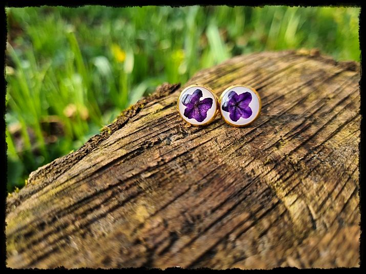 Kolczyki wkrętki z heliotropem