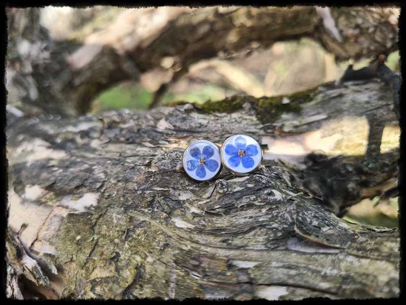 Kolczyki wkrętki z niezapominajką