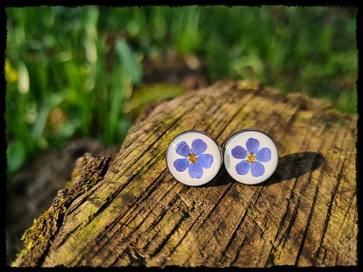 Kolczyki wkrętki z niezapominajką