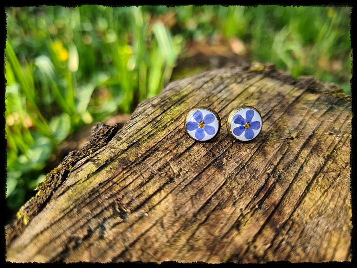 Kolczyki wkrętki z niezapominajkami