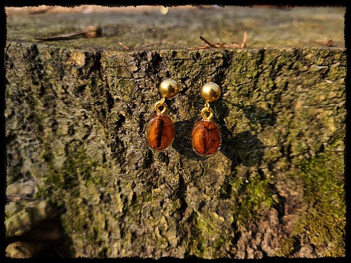 Kolczyki wkrętki kawowe