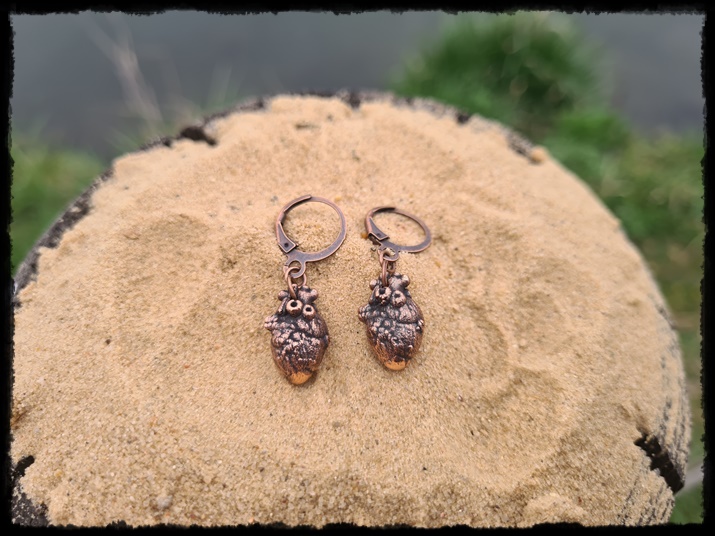 Kolczyki miedziane serca