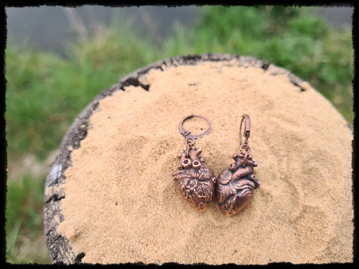 Kolczyki miedziane serca