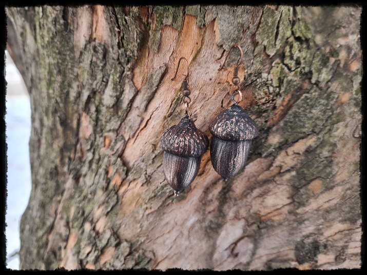 Kolczyki miedziane żołędzie