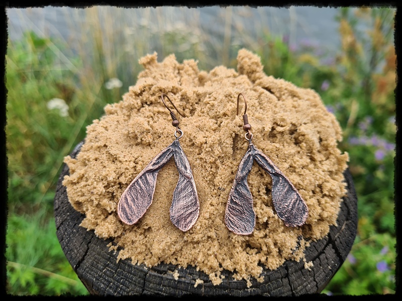 Kolczyki miedziane noski klonowe