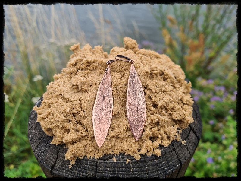 Kolczyki miedziane liście wierzby