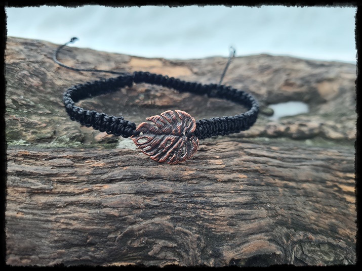 Bransoletka miedziany liść monstery